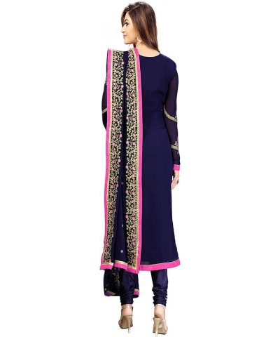 Women's Georgette Embroidery Salwar Suit Set Stitched Ready to Wear Blue $30.24 Suits