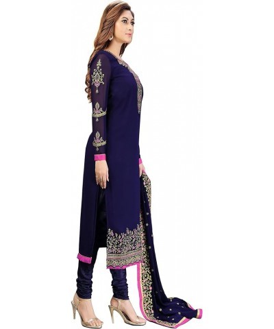 Women's Georgette Embroidery Salwar Suit Set Stitched Ready to Wear Blue $30.24 Suits