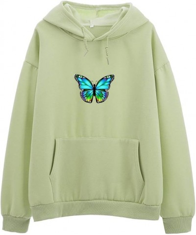 Women's Hoodie Butterfly Patchwork Pocket Cotton Casual Tops Pullover Sweatshirt Green $13.58 Hoodies & Sweatshirts