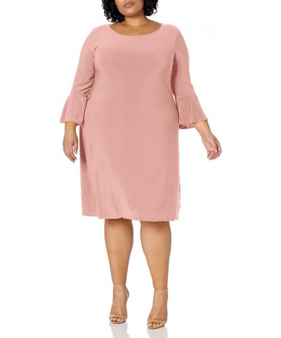 Women's Plus-Size Modest Soft Knit Bell-Sleeve Midi-Length Dress Mauve $14.07 Dresses