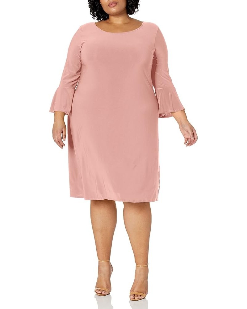 Women's Plus-Size Modest Soft Knit Bell-Sleeve Midi-Length Dress Mauve $14.07 Dresses