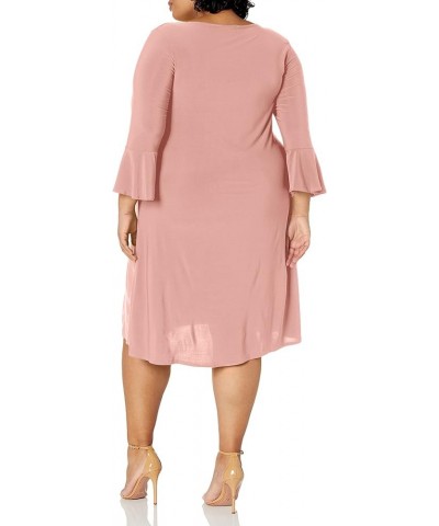 Women's Plus-Size Modest Soft Knit Bell-Sleeve Midi-Length Dress Mauve $14.07 Dresses