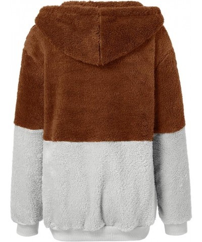 Womens Winter Oversized Hoodies Zip Up Sweatshirts Fuzzy Fleece Pullover Fluffy Outerwear With Pockets 11-brown $4.40 Blouses