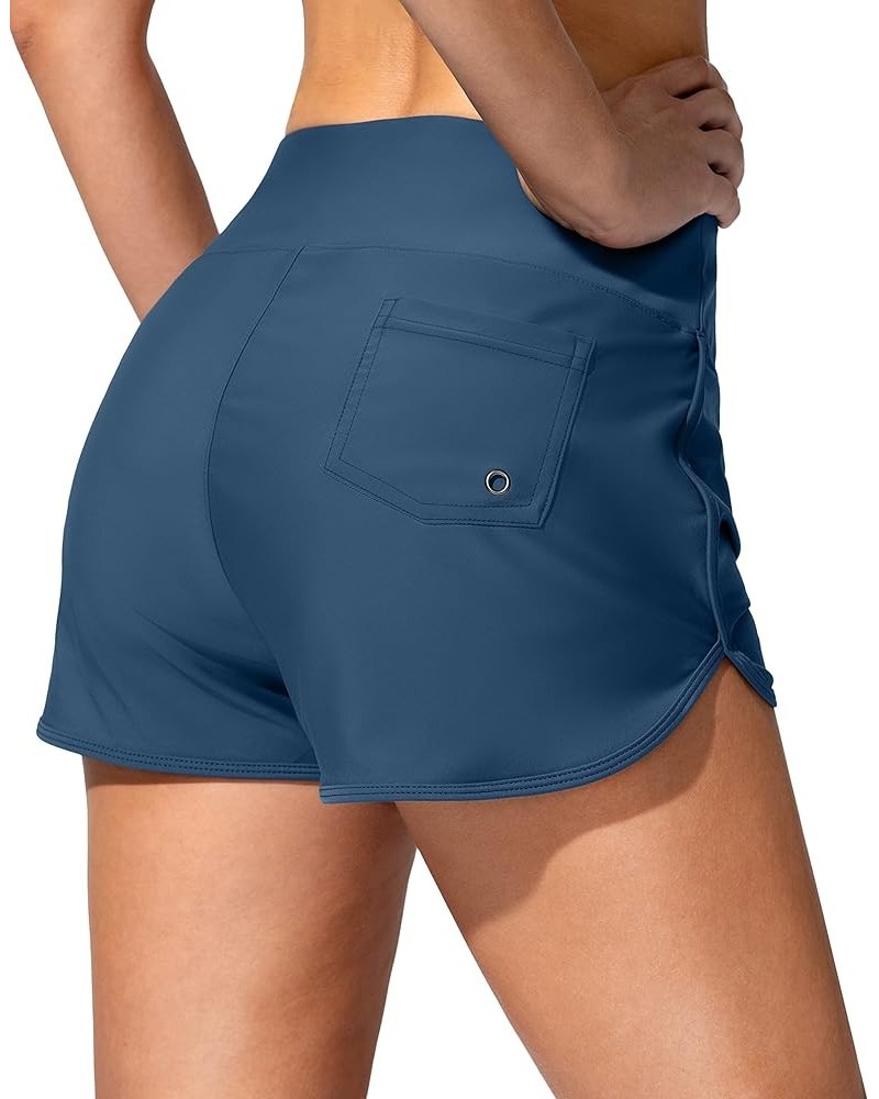 Women's Swim Shorts with Pockets High Waisted Tummy Control Board Swimsuit Bathing Shorts for Women with Liner Dark Blue $15....