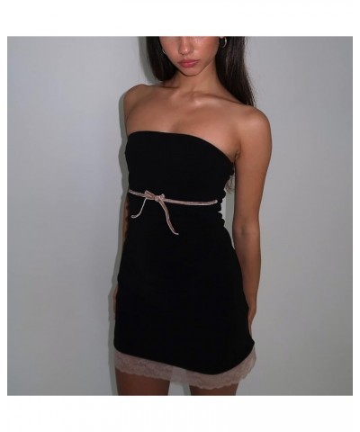 Women Y2k Off Shoulder Bodycon Tube Dress Strapless Slim Mini Dress Sexy Backless Short Dress Fashion Streetwear U-black $9.5...