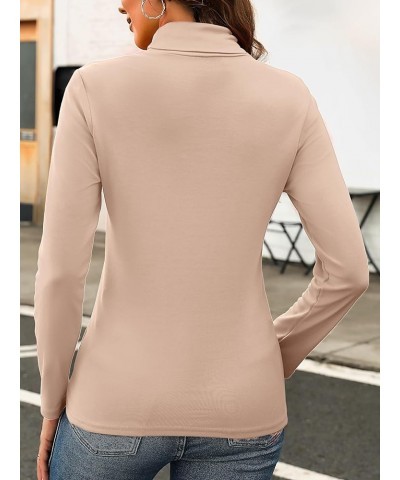 Womens Turtleneck Long Sleeve Thermal Shirts Basic Slim Fitted Layering Undershirts Fall Winter Tops Beige $12.17 Underwear