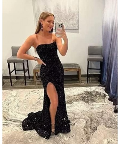 Women's 2023 One Shoulder Sequin Mermaid Prom Dresses Long Slit Glitter Backless Evening Party Gowns A-red $29.25 Dresses