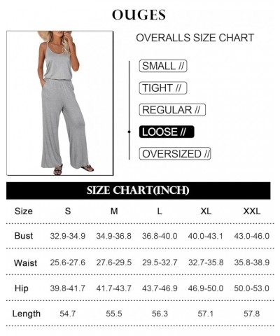 Womens 2024 Casual Sleeveless Jumpsuits Spaghetti Strap Loose Romper Long Pants with Pockets Grey $17.66 Jumpsuits