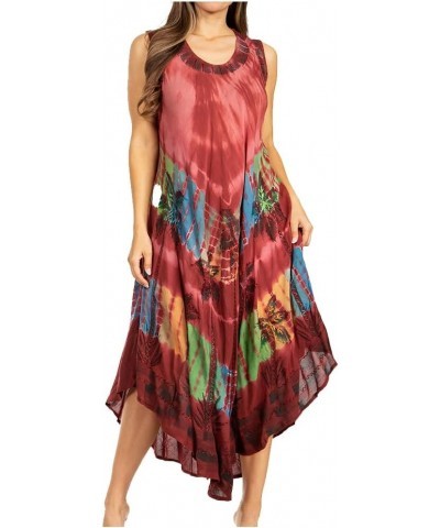 Womens Long Tasanee Caftan Tank Dress/Cover Up Brown $19.46 Swimsuits