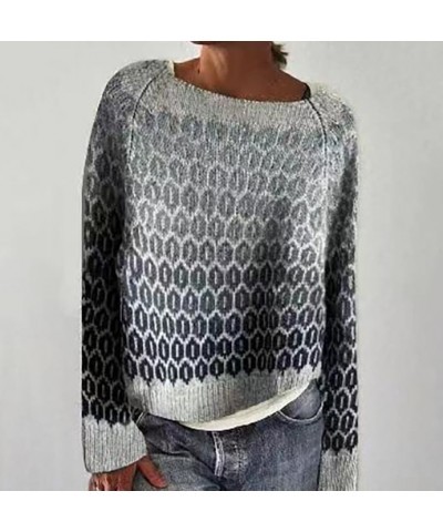 Women Fair Isle Print Sweater Pullover Vintage Fair Isle Crewneck Knitted Long Sleeve Pullover Sweater for Women Fair-10 $14....