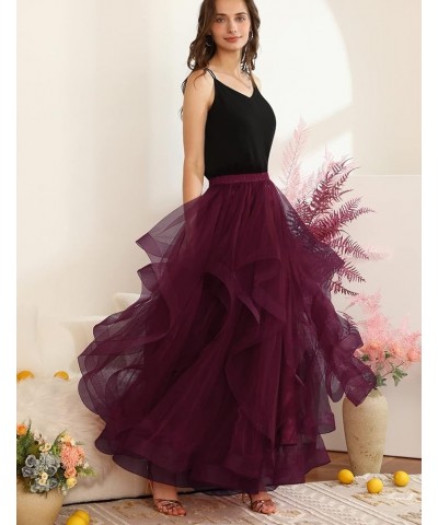 Long Tulle Skirts for Women Formal Tutu Puffy Skirt Layered Floor Length A Line Wedding Dress for Bride 2024 Burgundy $22.36 ...