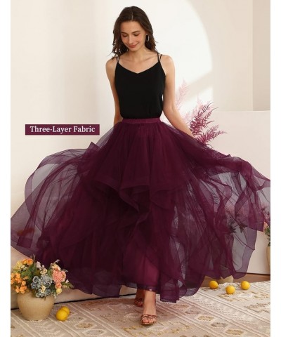 Long Tulle Skirts for Women Formal Tutu Puffy Skirt Layered Floor Length A Line Wedding Dress for Bride 2024 Burgundy $22.36 ...