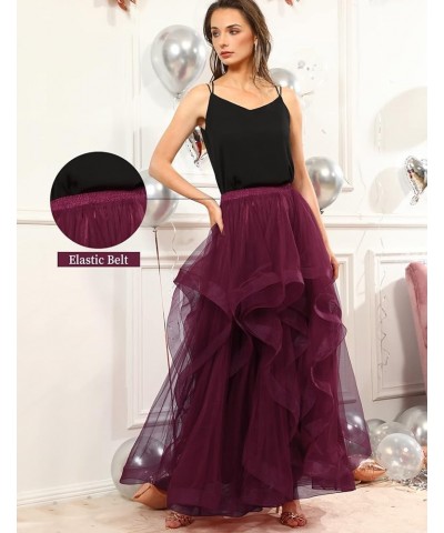 Long Tulle Skirts for Women Formal Tutu Puffy Skirt Layered Floor Length A Line Wedding Dress for Bride 2024 Burgundy $22.36 ...