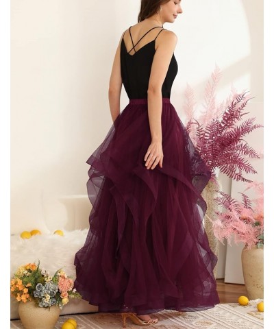 Long Tulle Skirts for Women Formal Tutu Puffy Skirt Layered Floor Length A Line Wedding Dress for Bride 2024 Burgundy $22.36 ...