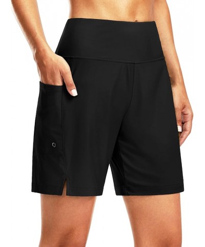 Women's 7" Long Swim Board Shorts High Waisted Quick Dry Beach Swimming Shorts for Women with Liner Pockets Black $12.38 Swim...