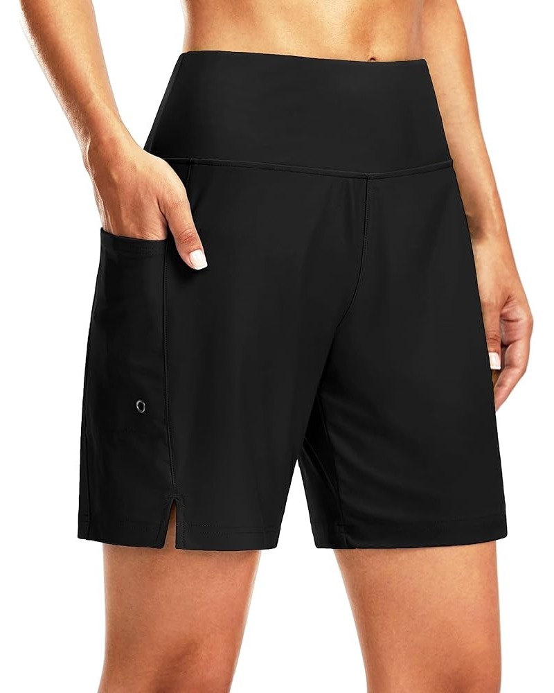 Women's 7" Long Swim Board Shorts High Waisted Quick Dry Beach Swimming Shorts for Women with Liner Pockets Black $12.38 Swim...