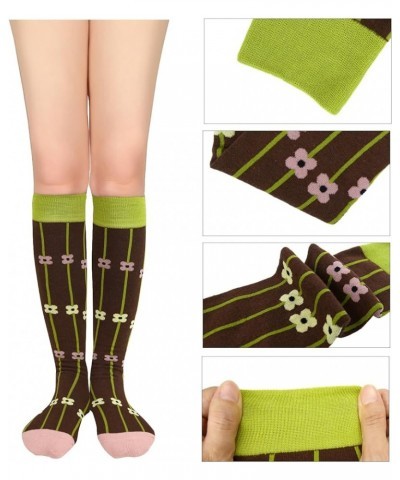 Womens Girls Knee High Socks Novelty Argyle Checkered Football Cotton Long Tube Socks Vibrant Flowers in Spring Garden $8.50 ...