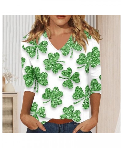 Going Out Tops for Women St Patricks Day Shirt Trendy 3/4 Length Sleeve Holiday T Shirts Ladies Tops and Blouses Casual 38-gr...