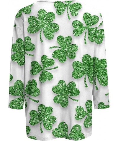 Going Out Tops for Women St Patricks Day Shirt Trendy 3/4 Length Sleeve Holiday T Shirts Ladies Tops and Blouses Casual 38-gr...