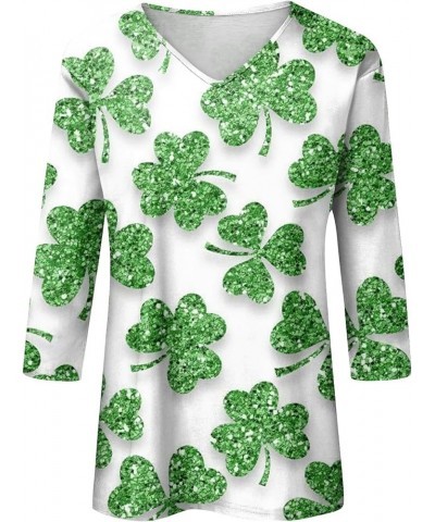 Going Out Tops for Women St Patricks Day Shirt Trendy 3/4 Length Sleeve Holiday T Shirts Ladies Tops and Blouses Casual 38-gr...