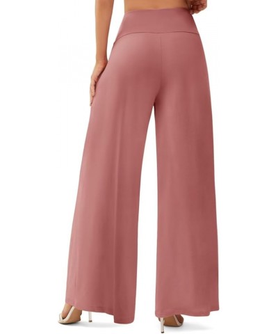 Women's Wide Leg Casual Pants Cross Waist Palazzo Lounge Pajama Flowy Pants Yoga Sweatpants with Pockets A4 Dusty Pink $14.24...