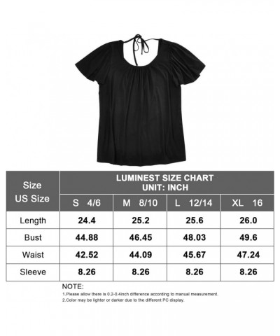 Womens Summer Tops Casual T Shirts Tie-Back Ruffle Short Sleeve Crew Neck Basic Loose Blouses Black $8.63 T-Shirts