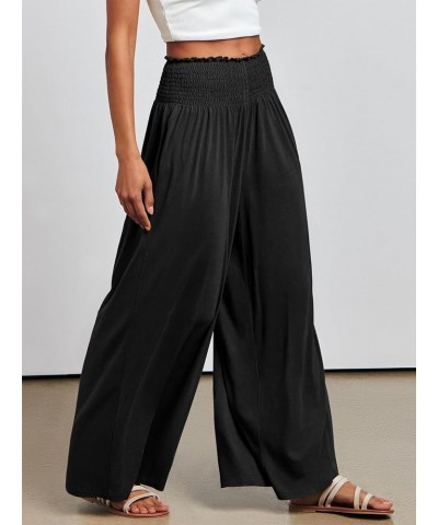 Women Palazzo Pants Summer Boho Wide Leg High Waist Casual Loose Lounge Pant Trousers with Pocket Black $15.64 Pants