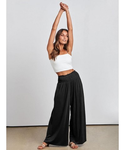 Women Palazzo Pants Summer Boho Wide Leg High Waist Casual Loose Lounge Pant Trousers with Pocket Black $15.64 Pants