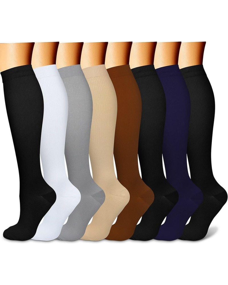 Copper Compression Socks (8 Pairs) 15-20 mmHg Circulation is Best Athletic & Daily for Men & Women, Running, Climbing 06 Colo...