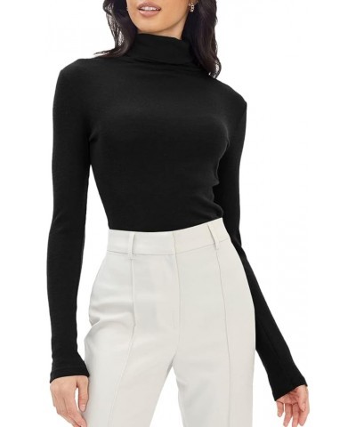 Womens Mock Turtleneck Long Sleeve Shirts Fall Fashion Basic Layering Slim Fit Soft Thermal Underwear Tops Black $8.15 Underwear