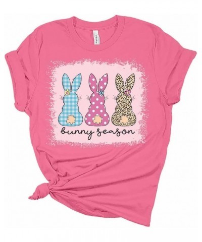 Bunny Season Easter Shirts for Women Bella Graphic Tee Black $15.65 T-Shirts