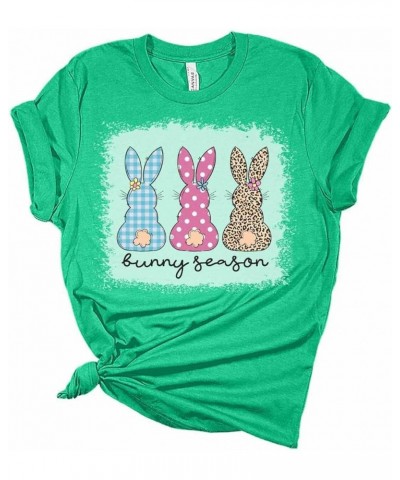 Bunny Season Easter Shirts for Women Bella Graphic Tee Black $15.65 T-Shirts