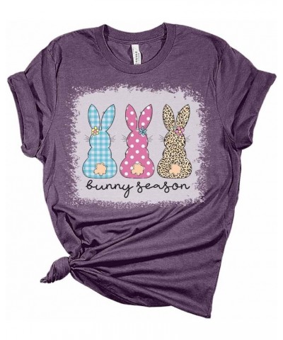 Bunny Season Easter Shirts for Women Bella Graphic Tee Black $15.65 T-Shirts