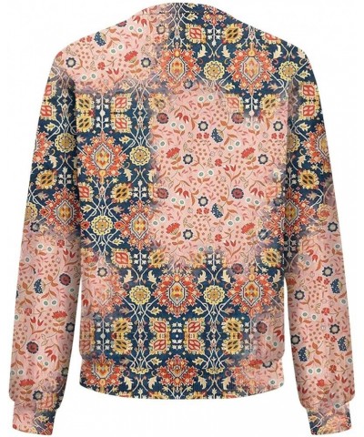 Bomber Jacket for Women Zip Up Outerwear Print Long Sleeve Casual Dressy Tops Fall Slim Jacket 01-pink $8.79 Hoodies & Sweats...