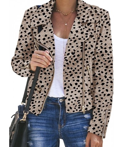 Women's Faux Suede Moto Biker Short Coat Jacket Leopard $26.04 Coats