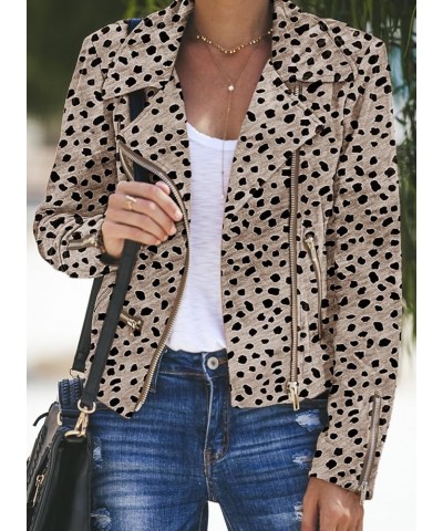 Women's Faux Suede Moto Biker Short Coat Jacket Leopard $26.04 Coats