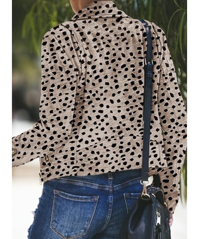 Women's Faux Suede Moto Biker Short Coat Jacket Leopard $26.04 Coats