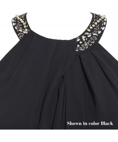 Women's Plus Size Jewel Neck Chiffon Halter Dress Fig $34.62 Dresses