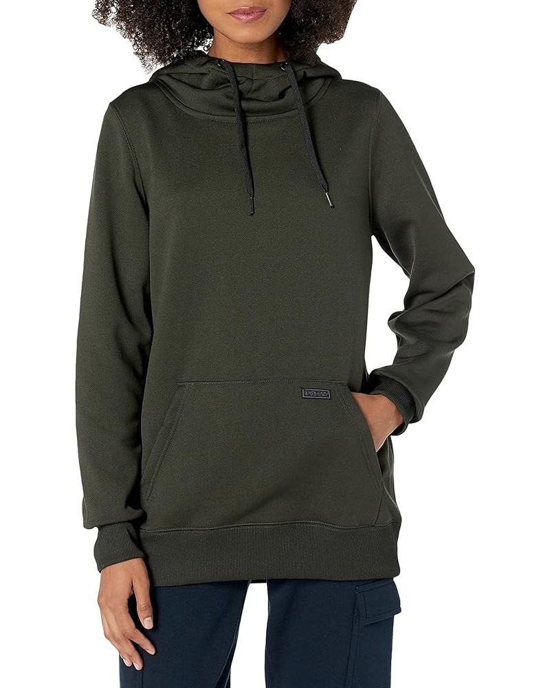 Women's Yerba Pullover Hooded Fleece Baselayer Snowboard Sweatshirt Black Green $33.80 Activewear
