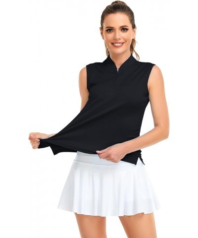 Women's Sleeveless Polo Golf Shirts Quick Dry 50+ UV Protection Lightweight Tennis Tank Tops Black $10.91 Shirts