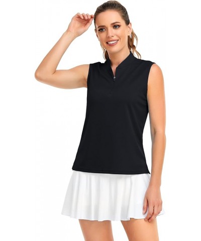 Women's Sleeveless Polo Golf Shirts Quick Dry 50+ UV Protection Lightweight Tennis Tank Tops Black $10.91 Shirts