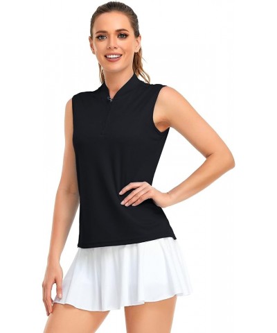 Women's Sleeveless Polo Golf Shirts Quick Dry 50+ UV Protection Lightweight Tennis Tank Tops Black $10.91 Shirts