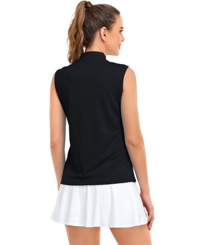 Women's Sleeveless Polo Golf Shirts Quick Dry 50+ UV Protection Lightweight Tennis Tank Tops Black $10.91 Shirts