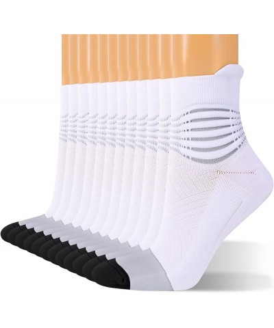 Compression Ankle Support Socks Women - Coolmax Wicking, Cushioned Athletic, Plantar Fasciitis Relief 2/3/6 Pairs White-6 Pai...