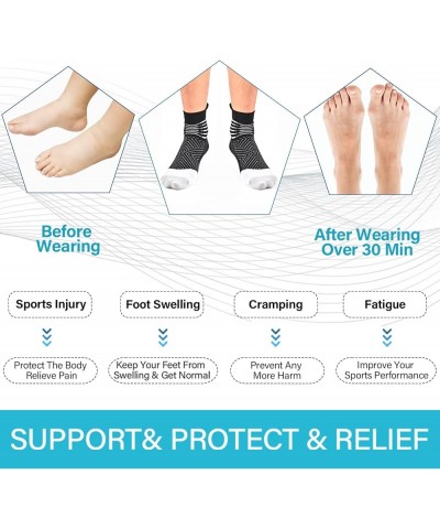 Compression Ankle Support Socks Women - Coolmax Wicking, Cushioned Athletic, Plantar Fasciitis Relief 2/3/6 Pairs White-6 Pai...