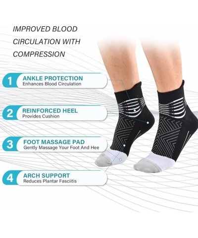 Compression Ankle Support Socks Women - Coolmax Wicking, Cushioned Athletic, Plantar Fasciitis Relief 2/3/6 Pairs White-6 Pai...