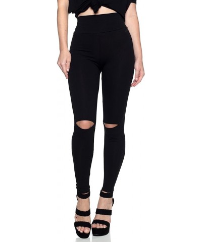 J2 Love Made in USA Knee Slit High Waist Full Length Jersey Legging (up to 5X) Black $15.94 Leggings