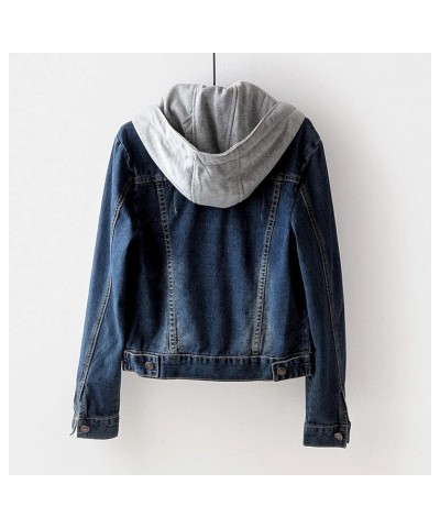 Womens Denim Jackets, Button Down Hooded Jean Jacket Long Sleeve Oversize Casual Boyfriend Winter Coat Hoodies Blue $13.72 Ja...