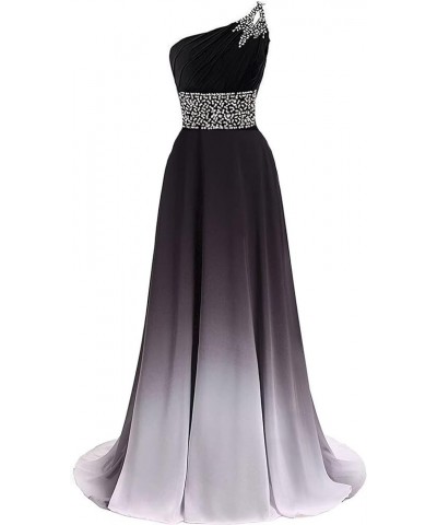 Women's Ombre Chiffon Bridesmaid Dresses Long Sequins Beaded Prom Party Dress for Juniors Plus Style C-black&white $31.34 Dre...