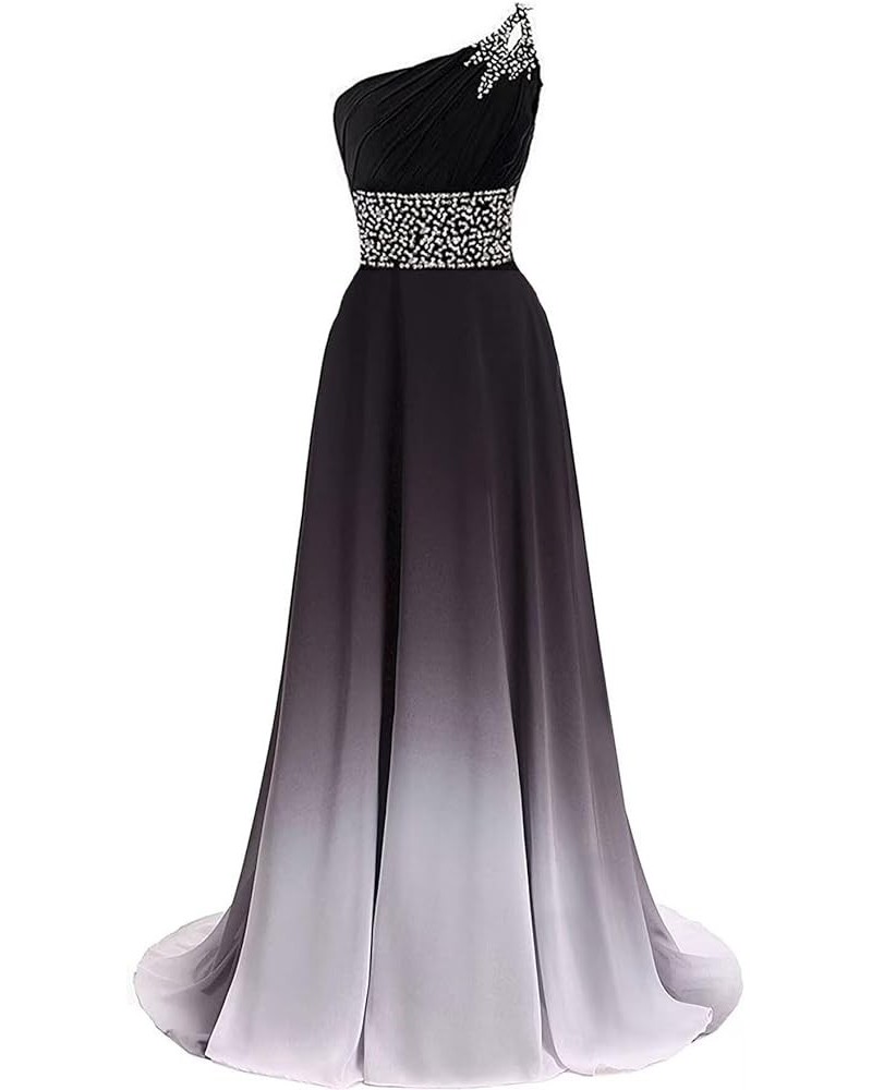 Women's Ombre Chiffon Bridesmaid Dresses Long Sequins Beaded Prom Party Dress for Juniors Plus Style C-black&white $31.34 Dre...